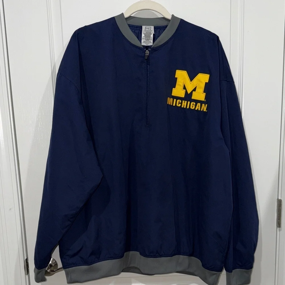 Michigan Wolverines Navy Pullover Jacket/windbreaker men’s size XLarge tailgate